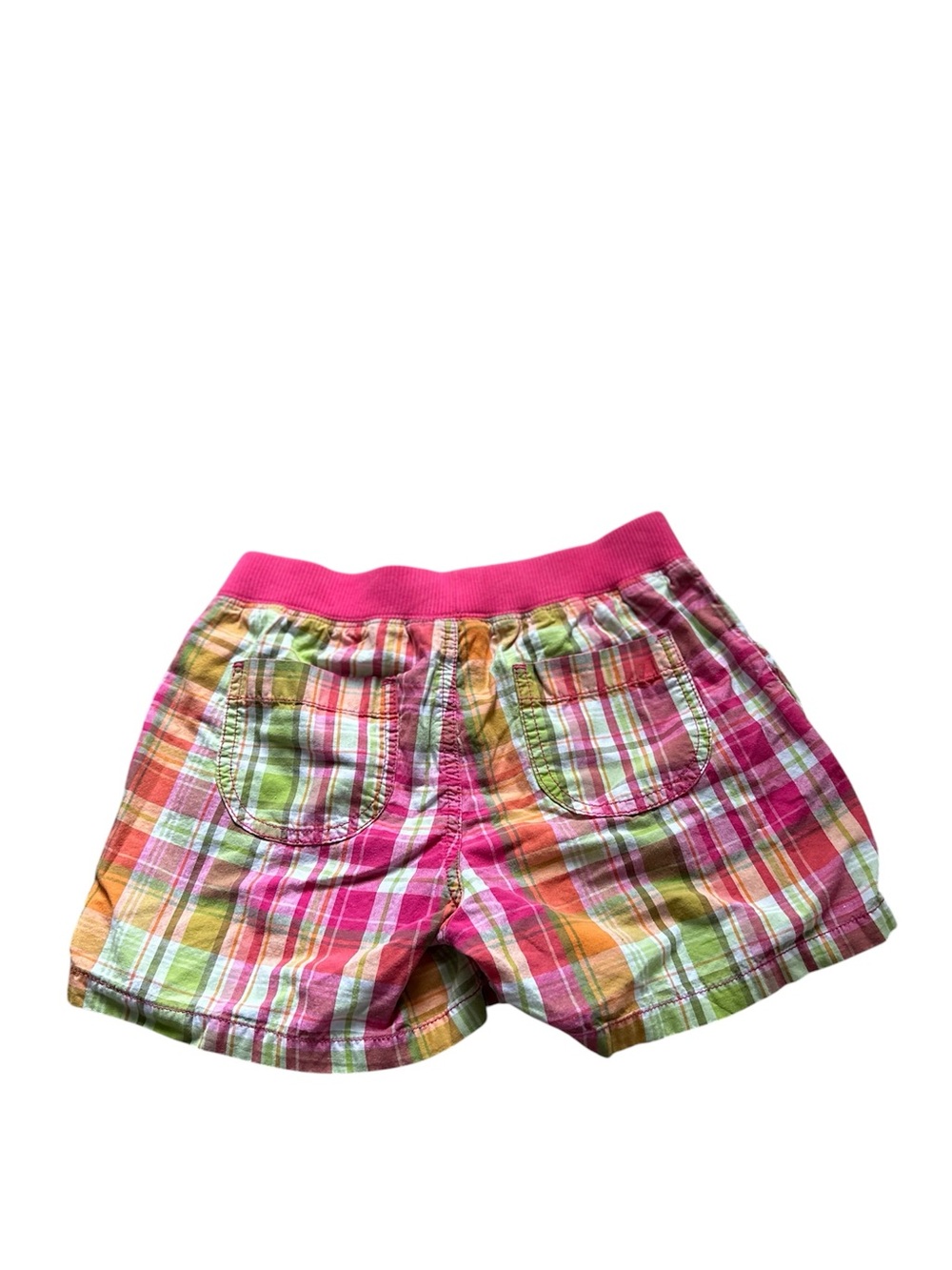 🆕Crazy 8 Girls Plaid Drawstring Shorts in Pink, Green & Orange - Picture 2 of 5